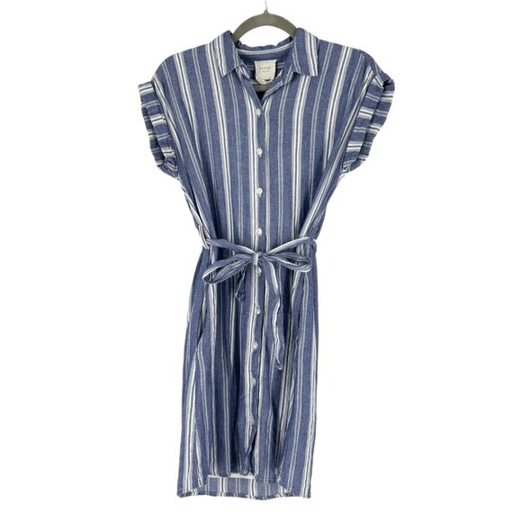 Harper Dresses & Skirts - Harper Heritage Blue/White Striped Button Front Tie Waist Shirt Dress